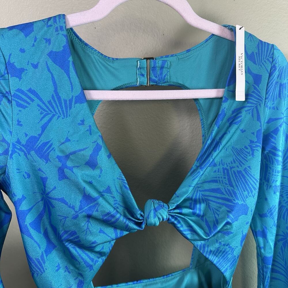 Victoria Secret swimsuit New w Tags Women M long sleeve Blue green tropical - Picture 3 of 12